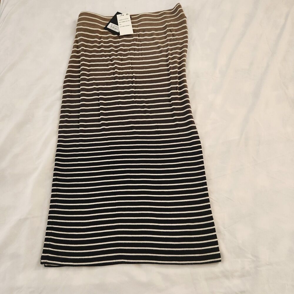 ATM‎ Anthony Thomas Melillo XS Black Combo Dip Dye Slit Hem Striped Skirt - Picture 13 of 13